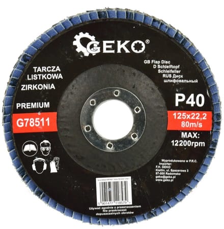 GEKO Zirconia schuurdisc - snelle snede - lange levensduur - 125 mm - korrel 40 - 10 stuks