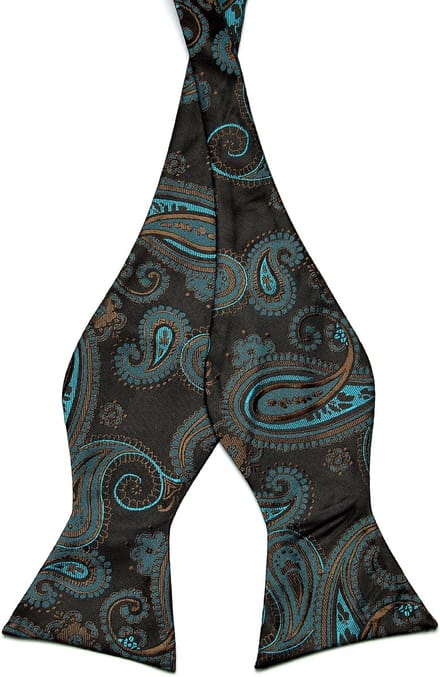 Turquoise Paisley Zijden Zelfbinder Vlinderdas