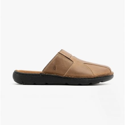 Hush Puppies CARSON Heren Leren Muismat Slippers Olijf