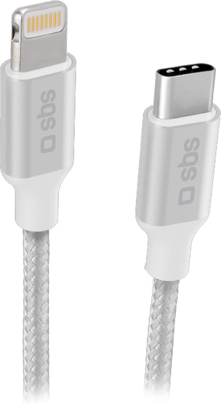 SBS TECABLELIGTC1BW, 1 m, Lightning, USB C, Mannelijk, Mannelijk, Zilver