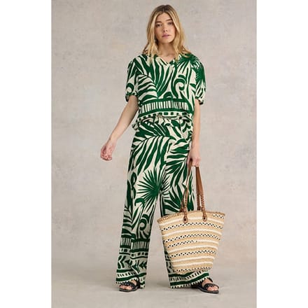 White Stuff Elisa Eco Vero Top Green Printed Taglia: 6 | Magliette intime Outlet | Donna | Verde