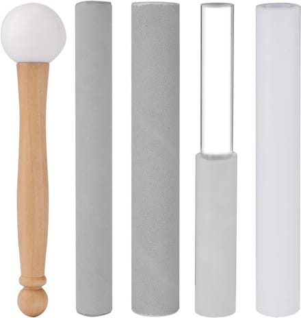 Set van 5 Kristallen Klankschaal Strijkstokken - Houten en Acryl Mallets