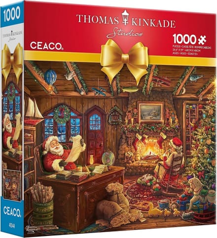 Puzzel 1000 Stukjes Kerstman Controleert Lijst Feestdag Schilderij