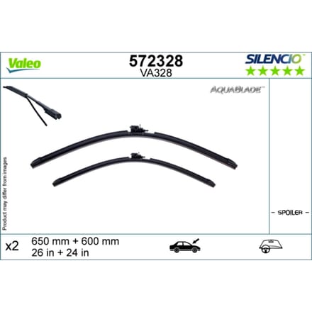 Wisserblad VALEO AquaBlade 572328, 650/600mm, Voor, 2 Stuk