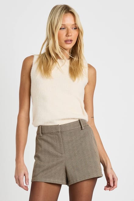 boohoo Dames Visgraat mini short | Brown | Maat: 8