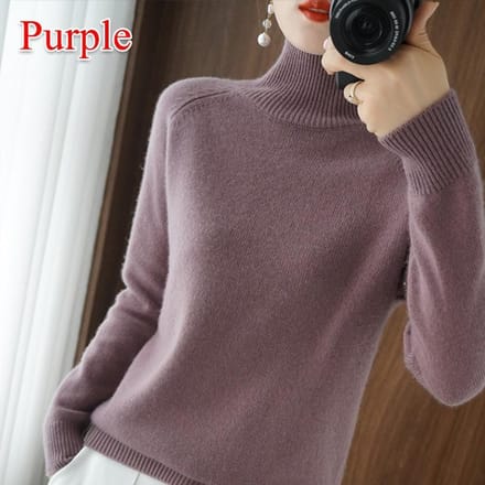 Pull en laine pure cachemire pour femme Pulls Pull Femme Automne Hiver Col Haut Tricot Pulls Col Roulé Pull S