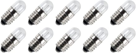 Signaallamp E10 6V 0.3W - 50 mAh - 10 stuks - T9 Gloeilamp Ø9mm - 23mm - 2500K - Dimbaar