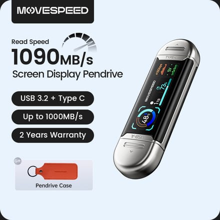 MOVESPEED SU10 1090 MB/s Solid State PenDrive 2 TB 1 TB 512 GB 256 GB 128 GB LCD USB3.2 Gen2 Type C Flash Drive voor iPhone 15/16/17 PC Silver