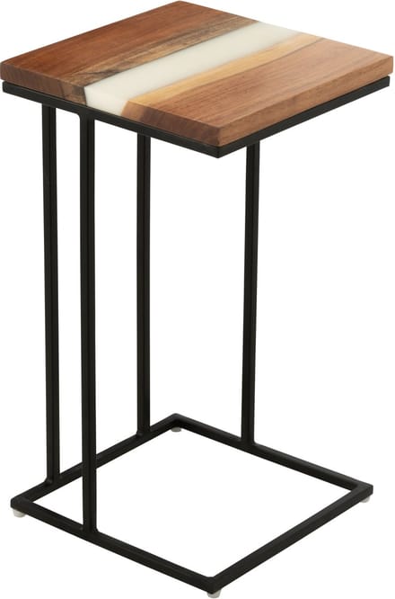 J-Line bijzettafel Vierkant - hout/epoxyhars - naturel/wit