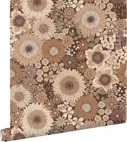ESTAhome behang retro bloemen bruin - 50 x 900 cm - 131316