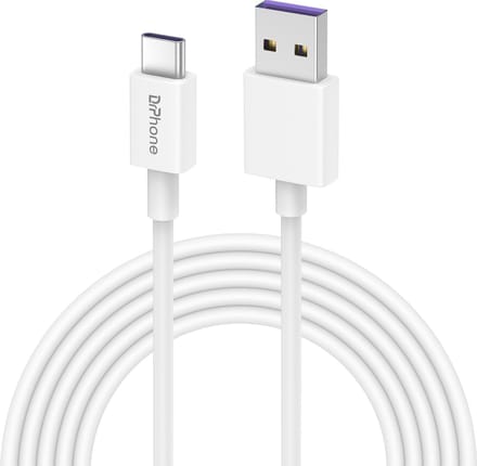 DrPhone ChargeFlow - 5V/2A USB naar Type-C kabel – Datatransmissie En Oplaadkabel – 1 Meter - Wit