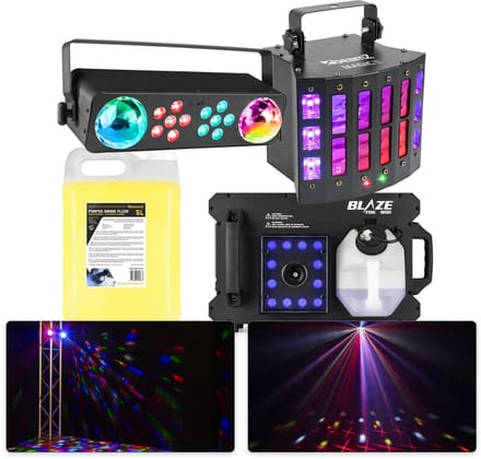 Mancave Verlichting - BeamZ party lights - Complete feestverlichting set met rookmachine & discolampen