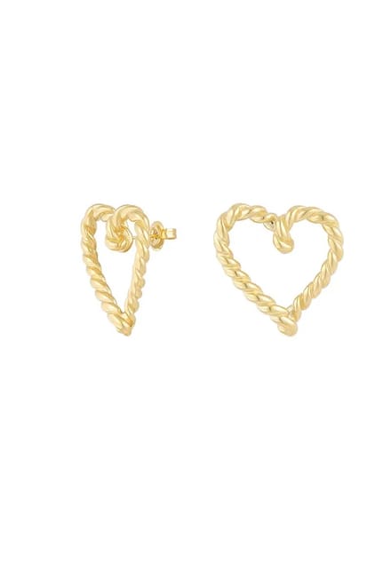 Gedraaide hart oorbellen - studs - statement - goud - hartjes - hart - yehwang - dames - stainless steel sieraden - sieraad