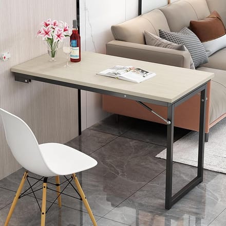 Klaptafel - Wandbureau - Ruimtebesparend werken - Inklapbaar ontwerp - 90x60x75cm - Wit