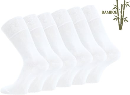 6 paar SQOTTON® Bamboe sokken - Naadloos - Heren & Dames - Wit - Maat 35-38