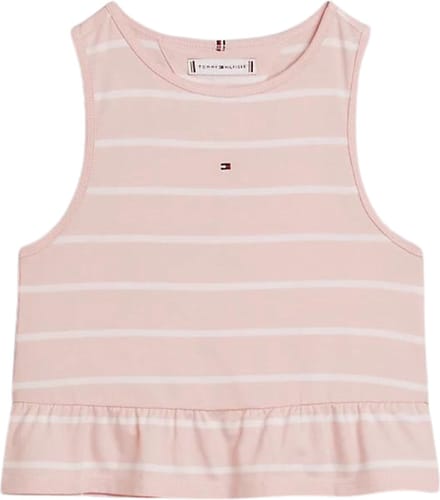Tommy Hilfiger PEPLUM STRIPE TOP SLVLS Meisjes Top - Pink - Maat 14
