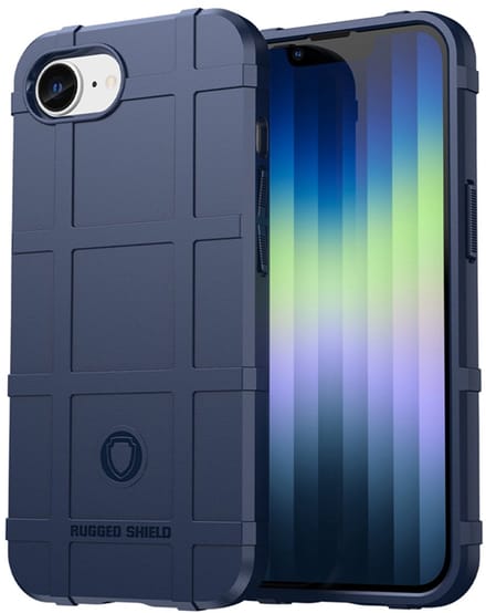 MobyDefend Hoesje - Geschikt voor iPhone 16e / iPhone 17e - Rugged Shield TPU Backcover - Blauw