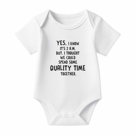 Romper Yes, I know it's 2 a.m. – Wit – Korte mouw – Maat 62/68