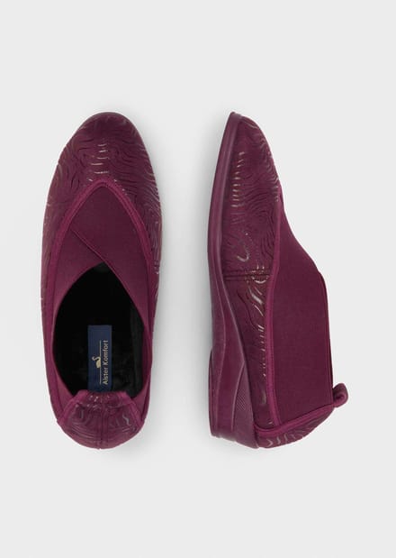 Pantoffels met elastiek en zool met grip - bordeaux - Gr. 40 van Goldner Fashion