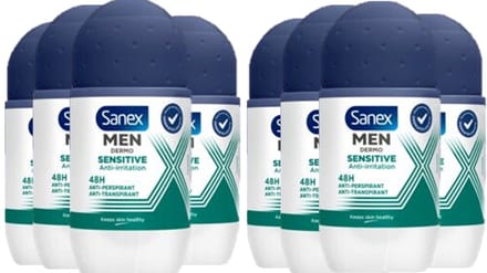 Sanex Deo Roller Men - Dermo Sensitive 48H - 8 x 50 ml - Voordeelverpakking