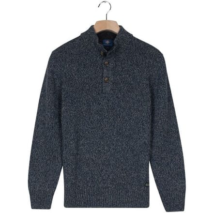 Baileys Trui Placket Buttons Single Knit Multicolor Dark Denim Blue / male