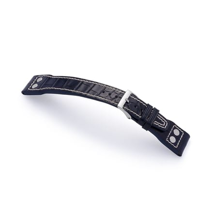 Horlogeband alligator 22/18 mm blauw XL