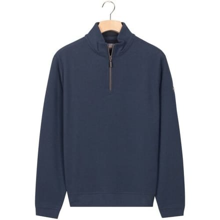 Baileys Trui Sweat Half Zip Jacquard Fabric Fine Allover Texture Dark Denim Blue / male