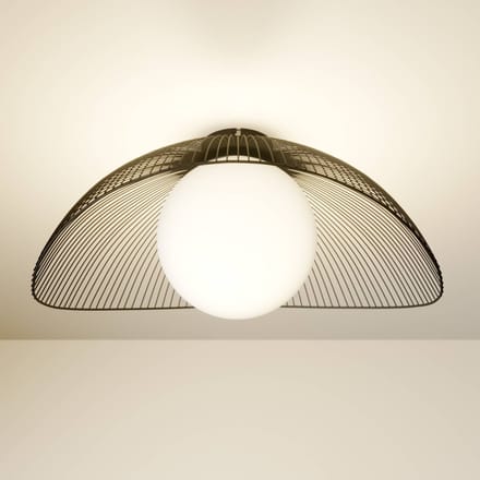 Lindby - plafondlamp - 1licht - Staal, glas - H: 23.5 cm - E27 - zwart, wit