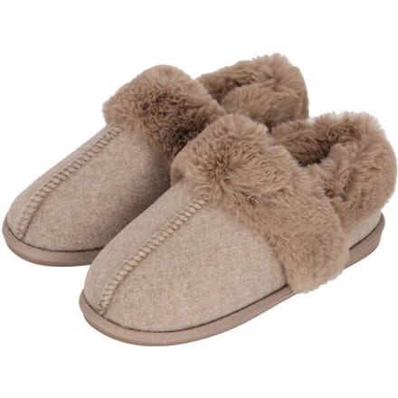 Apollo Dames Instap Pantoffel Vilt Taupe Sloffen - Maat 37/38