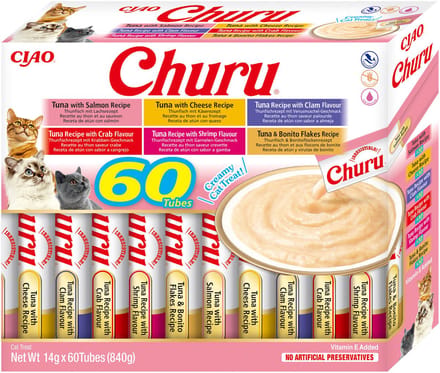 Inaba Ciao Churu Creamy Puree Liquid Kattensnack Kip variëteiten 60x14g