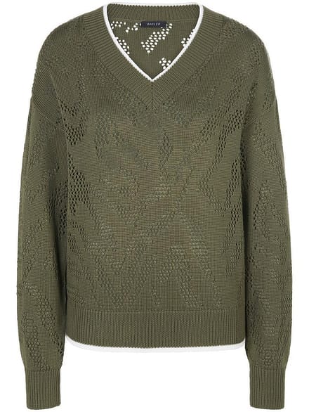 Casual trui V-hals Van BASLER groen