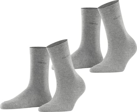 Esprit Basic Easy 2-Pack drukvrije comfort tailleband katoen multipack sokken dames grijs - maat 35-38