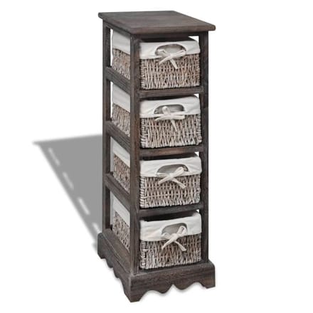 vidaXL - Opbergkast - met - 4 - weefmanden - hout - bruin