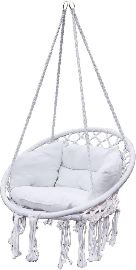 Hangstoel - Schommelmand - Ontspannen Buiten - Inclusief Kussens - 80 cm - Wit