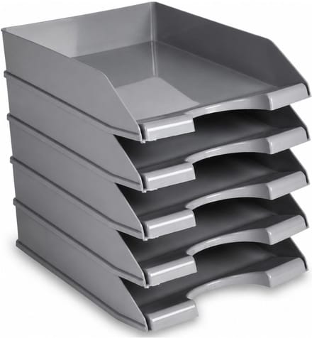 Plasticforte Brievenbakjes - 5x - A4 - lichtgrijs - kantoor postbakjes