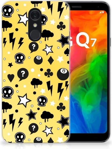 Silicone Back Case LG Q7 Punk Geel