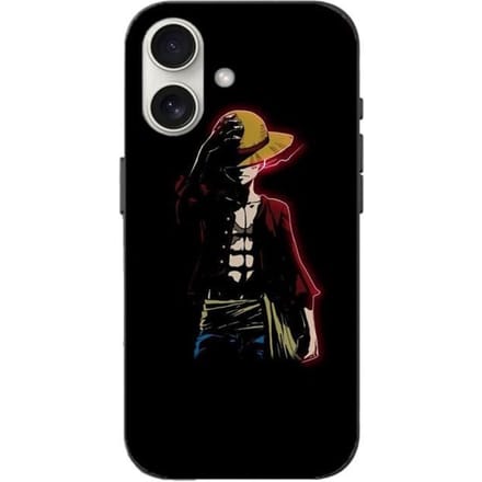 Hoesje - One Piece - Iphone 16 - Anime Luffy - Zwart - Flexibel zwart