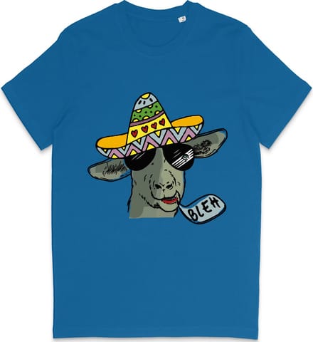 Grappig T Shirt Heren - T Shirt Dames - Cartoon Geit - Blauw - S