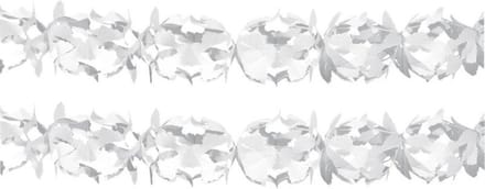 Feest slinger/guirlande - Set van 4x stuks - wit - papier - 6 meter - verjaardag