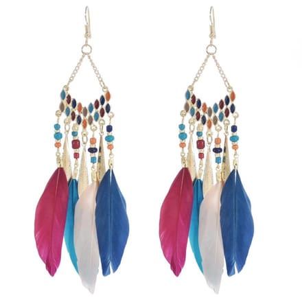Fako Bijoux® - Oorbellen - Bohemian - Veren - Retro - Multicolor