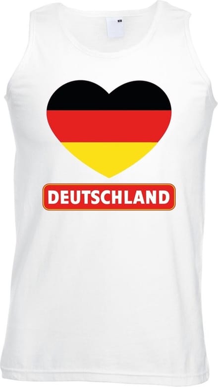 Duitsland singlet shirt/ tanktop met Duitse vlag in hart wit heren M