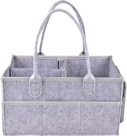 Vilten Organizer Tas voor Babyspullen - Kwekerij Opslag en Luier Organizer met Ritsvak, Grijs