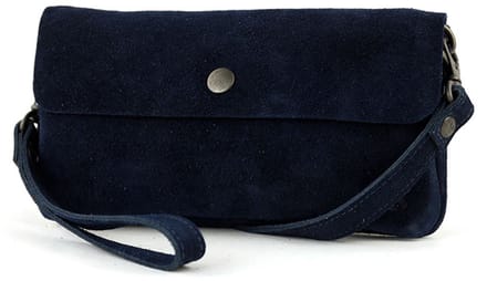Bear Design Lydia Suede Leren Clutch Mini Schoudertasje - Blauw
