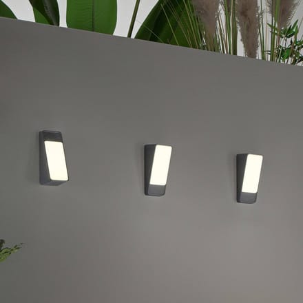 INTEC LED buiten wandlamp Coupe, antraciet, hoogte 20 cm, metaal