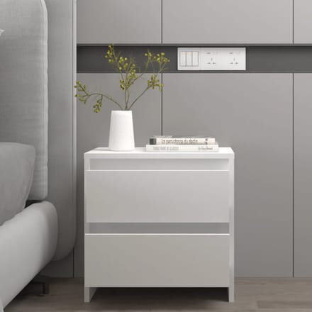 vidaXL - Nachtkastje - 45x34,5x44,5 - cm - bewerkt - hout - wit