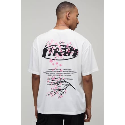 Wit Oversized T-shirt Met Bloesemprint | White | Size Small