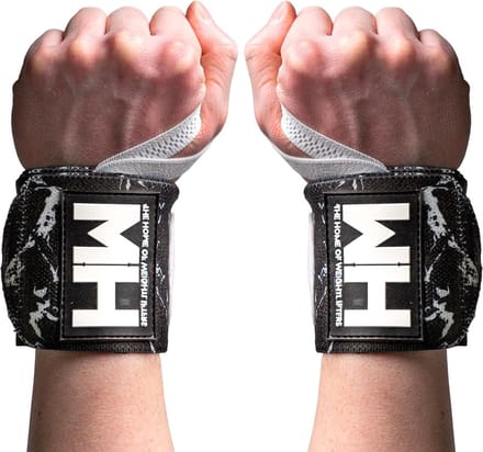 Wrist Wrap for Weightlifting - Black & White Marble Pattern