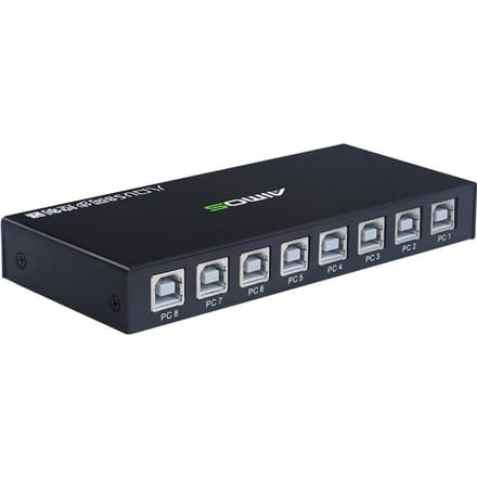 AIMOS 8-poorts USB-synchronisatie USB-toetsenbordmuis-synchronisatiecontroller KVM-switcher Metaal zwart