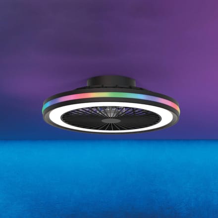 Mantra Iluminación LED plafondventilator voor gamers, zwart, DC, stil, Ø 47 cm, CCT RGB