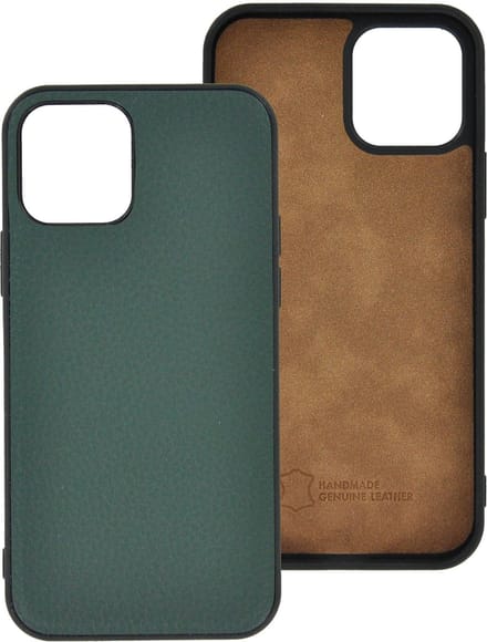 iPhone 12 Pro Max Hoesje - iPhone 12 Pro Max hoesje Echt leer Back Cover Case Groen